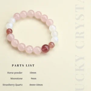 Sweet Harmony crystal bracelet with rose quartz and strawberry quartz