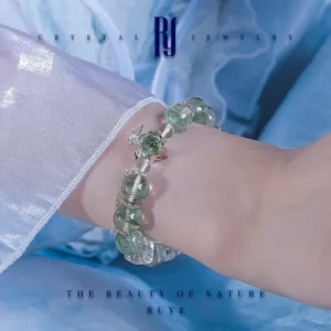 White Crystal & Green Phantom Bracelet – Handmade Healing Jewelry