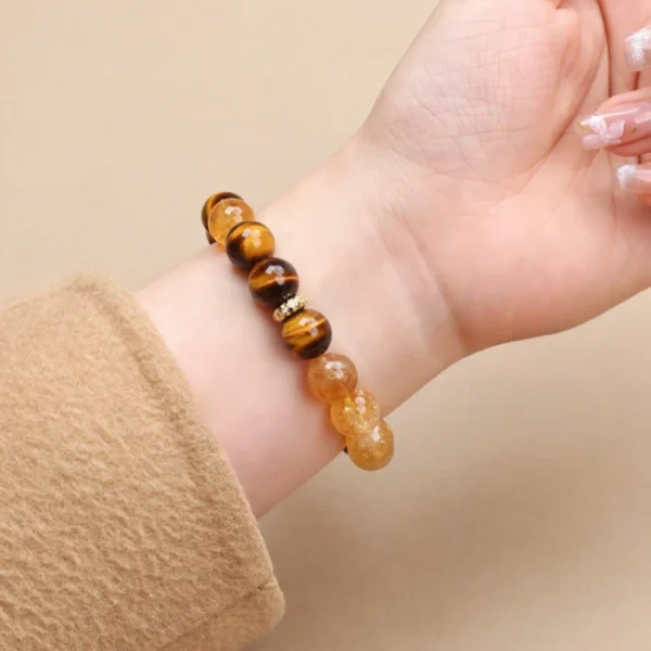 Golden Ground – Tiger Eye & Yellow Tower Crystal Bracelet - Image 4