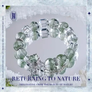 Graceful Bloom – White Crystal & Green Phantom Bracelet | Handmade Healing Jewelry for Women