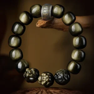 Golden Obsidian Triple Zodiac Harmony Bracelet – Lucky Crystal
