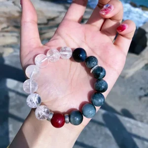 Vital Flow – Blue Tiger Eye & Phantom Crystal Bracelet