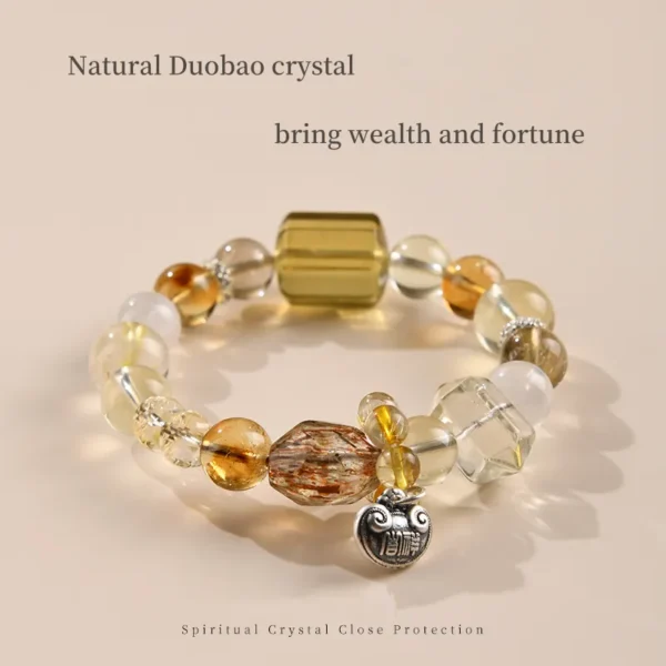 Wealth crystal bracelet with citrine and golden rutile
