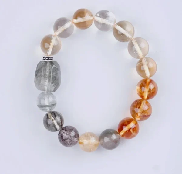 Top-down view of multi-crystal prosperity bracelet