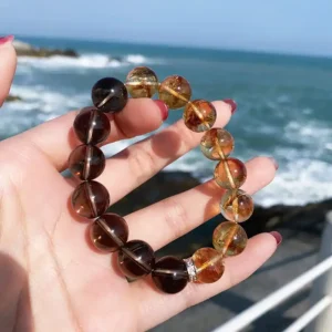 Amber Eclipse – Smoky Quartz & Yellow Topaz Wealth Bracelet