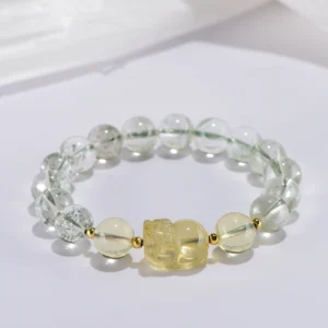 Wealth Guardian – Green Phantom & Citrine Pixiu Bracelet