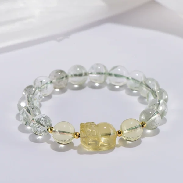 Green Phantom and Citrine Pixiu Bracelet for Luck