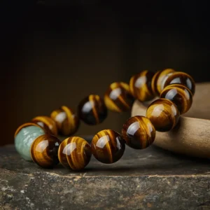 Tiger Eye Hetian Jade Pixiu Bracelet with S925 Zodiac Guardian Charm