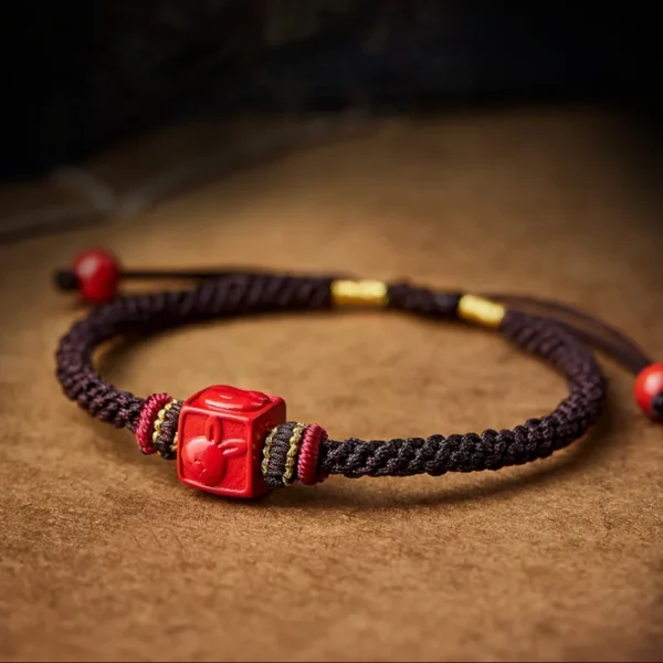 Feng Shui bracelet with zodiac-themed cinnabar charms