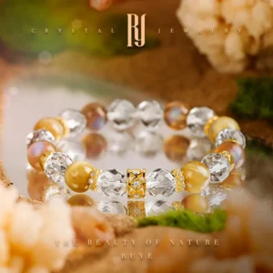 RUYE – Golden Veil | Anderson Crystal & Clear Quartz Bracelet for Women