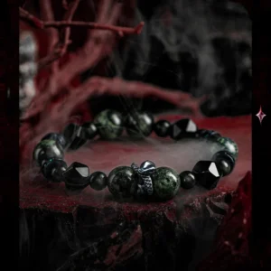 Shadow Fang – Kambaba Jasper & Obsidian Men’s Bracelet