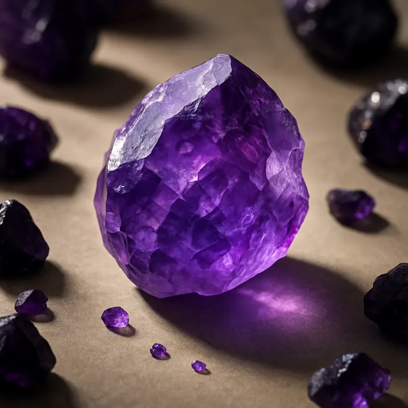 Raw amethyst crystal gemstone, February birthstone for spiritual protection and peace