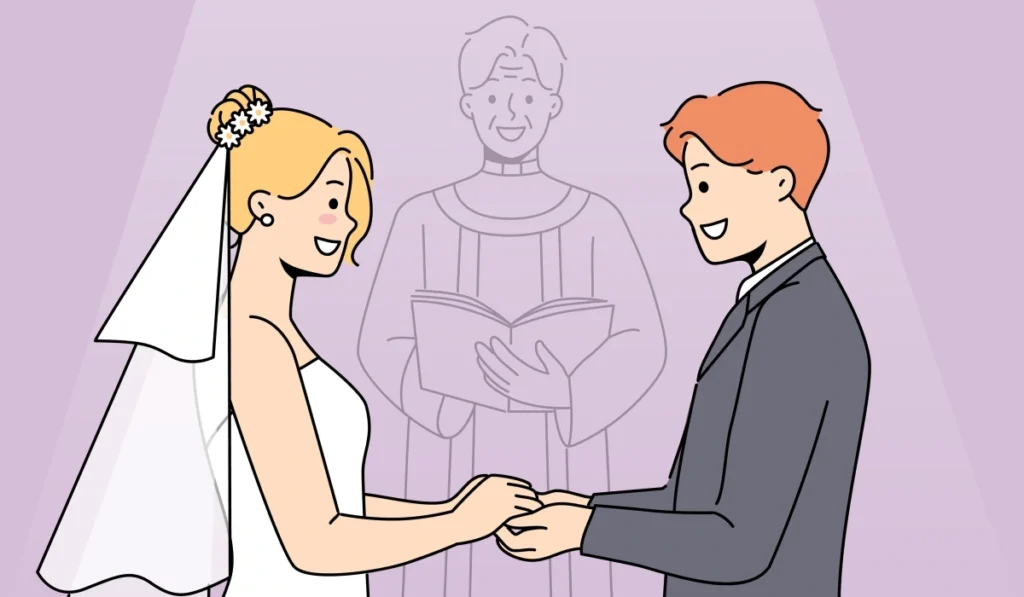 A couple got engaged in front of the priest
