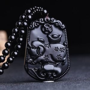 12 Chinese Zodiac Black Obsidian Pendants – Protective Feng Shui Amulets for Every Sign