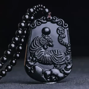 12 Chinese Zodiac Black Obsidian Pendants – Protective Feng Shui Amulets for Every Sign