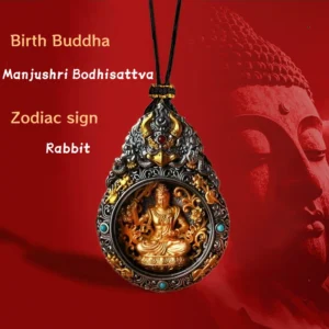 12 Zodiac Birth Buddha Brass Pendant – Feng Shui Amulet for Protection & Blessings